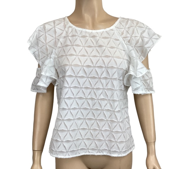NWT J.O.A‎ JOA Los Angeles White ruffled top size small - Picture 1 of 7